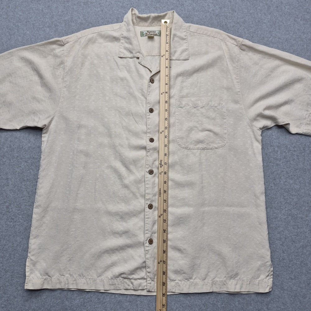 Tommy Bahama Shirt Mens L Silk Beige Short Sleeve Button Camp Island Vacation - Picture 6 of 16